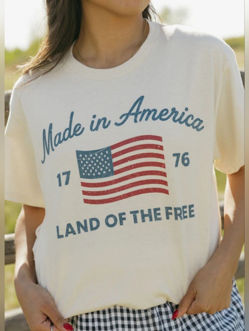 NWOT SUPER MRKT "Made in America 1776 🇺🇲Land Of The Free Graphic Tee" Sand M/L